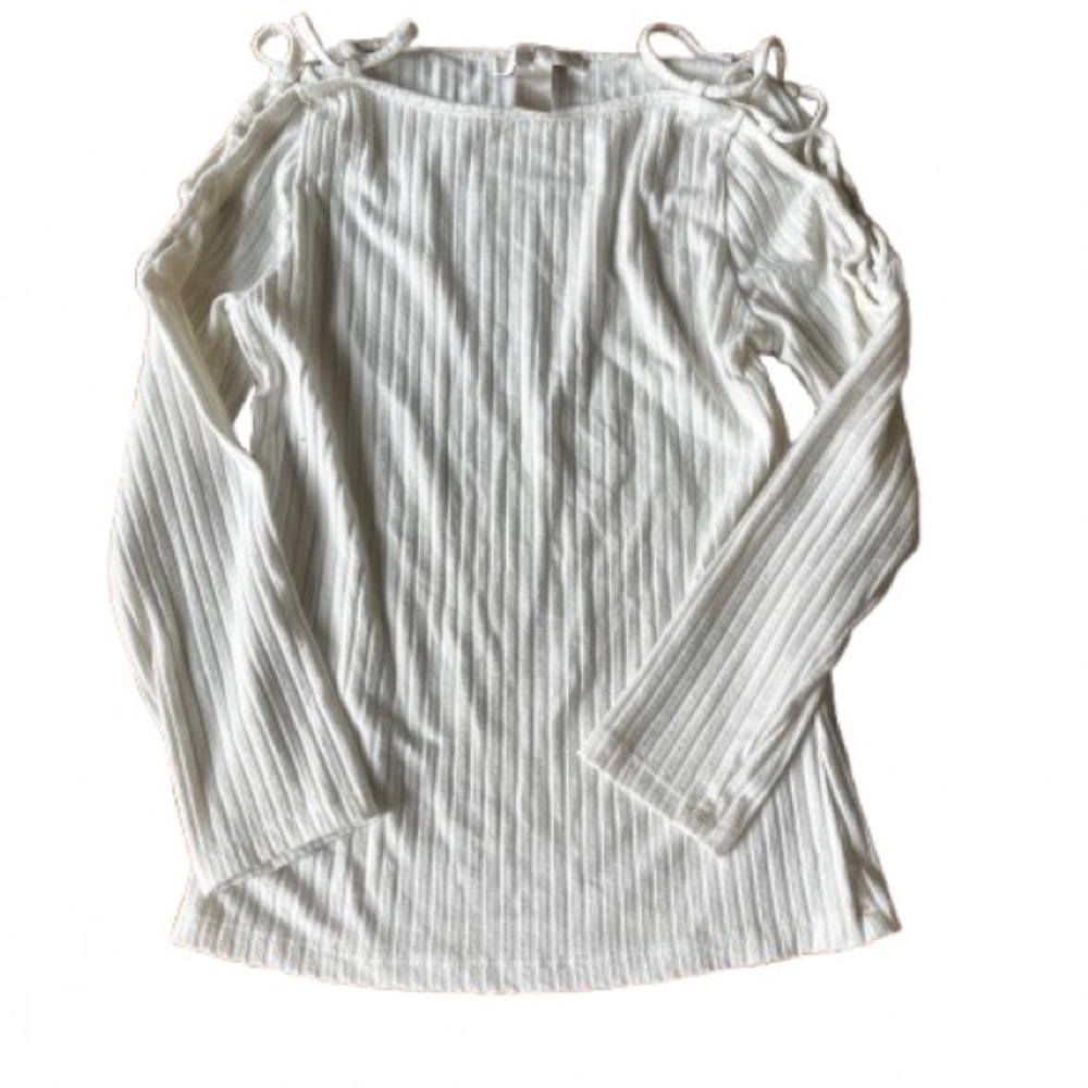 Forever 21 Cream Ribbed Cut Out Blouse - Size Medium